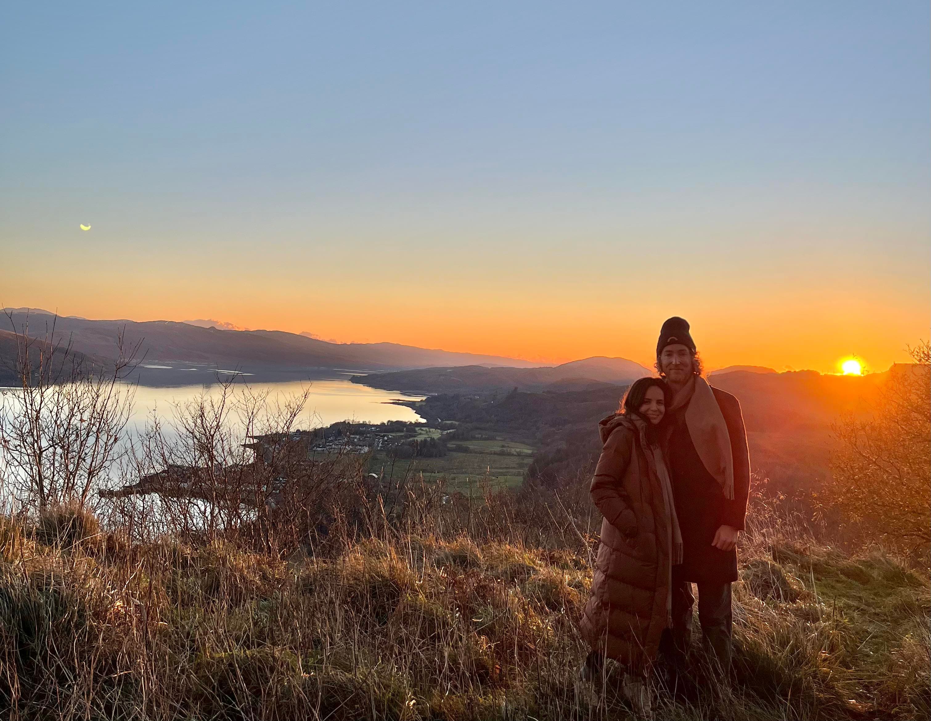 2024, us atop Dun Na Cuaiche, overlooking Inveraray and Loch Fyne